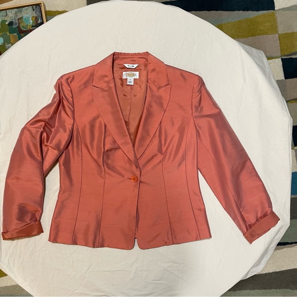 Talbots Women’s Long Sleeve Silk Jacket One Button Front Melon Color 6 Lovely - Picture 5 of 7